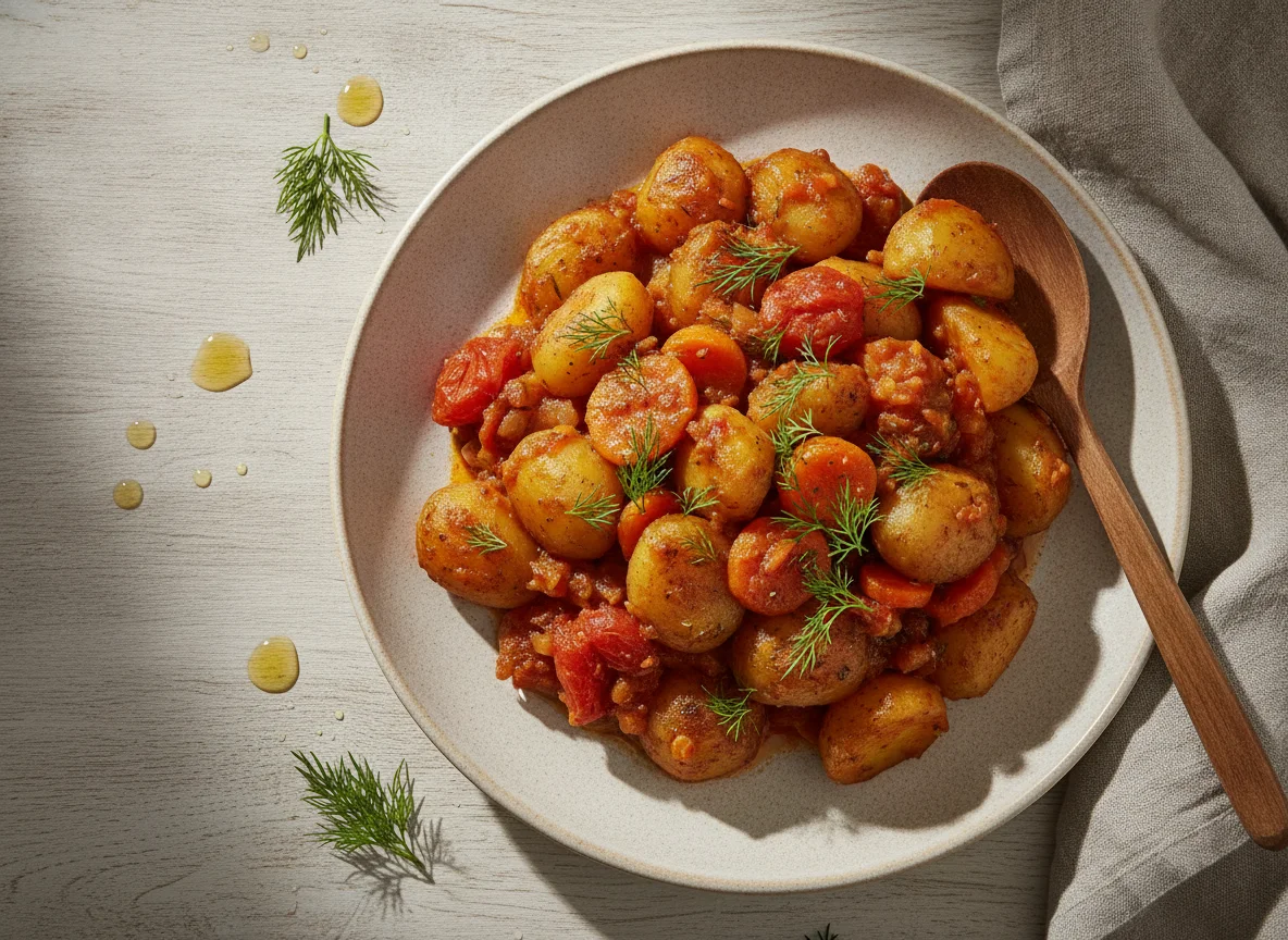 Тушеный картофель с овощами photo