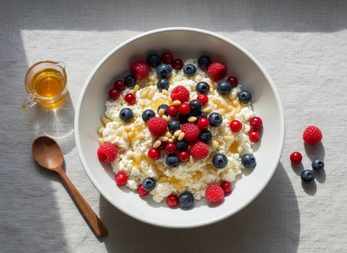 Творог с ягодами и орехами photo