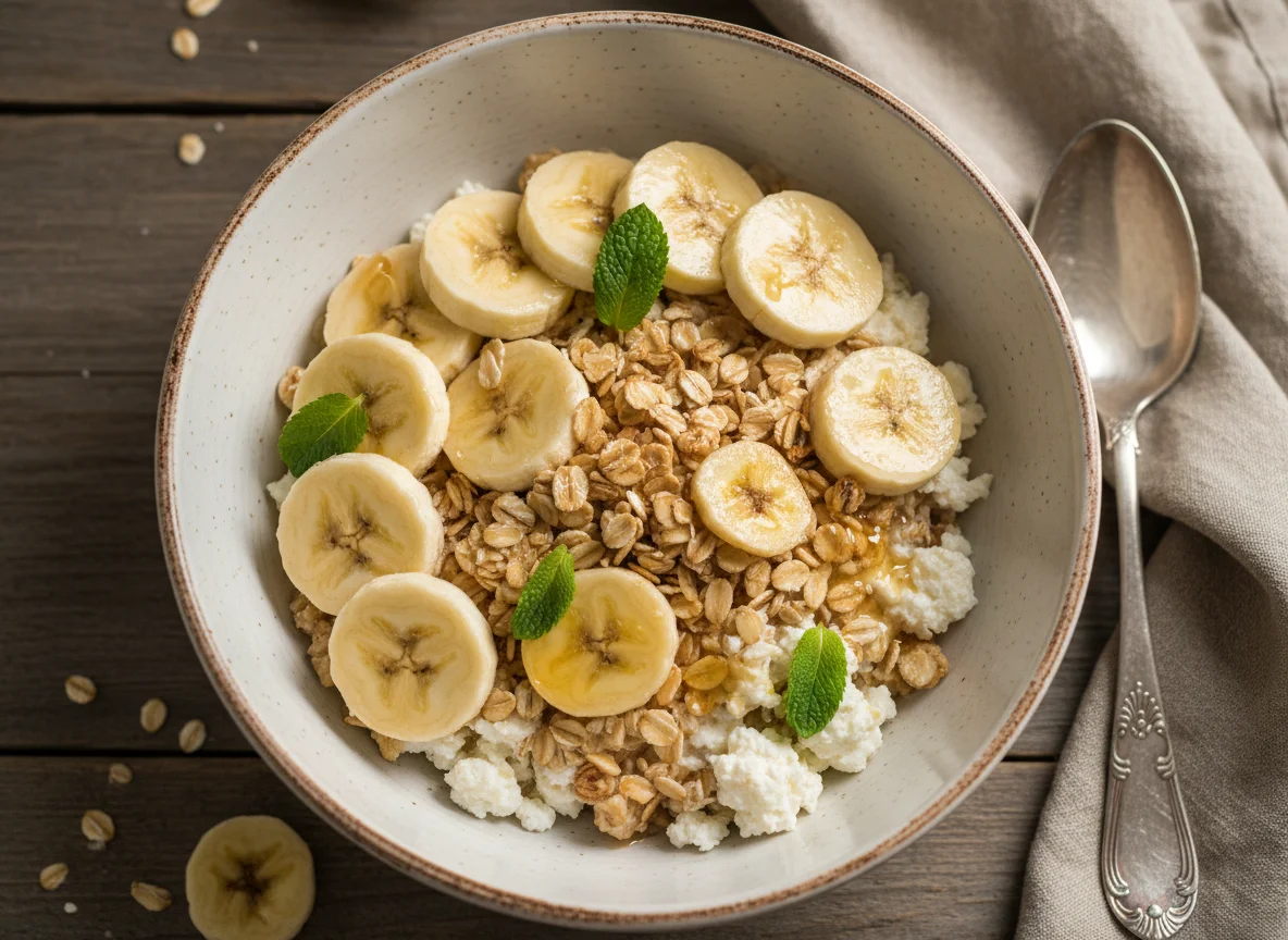 Творог с бананом и овсянкой photo