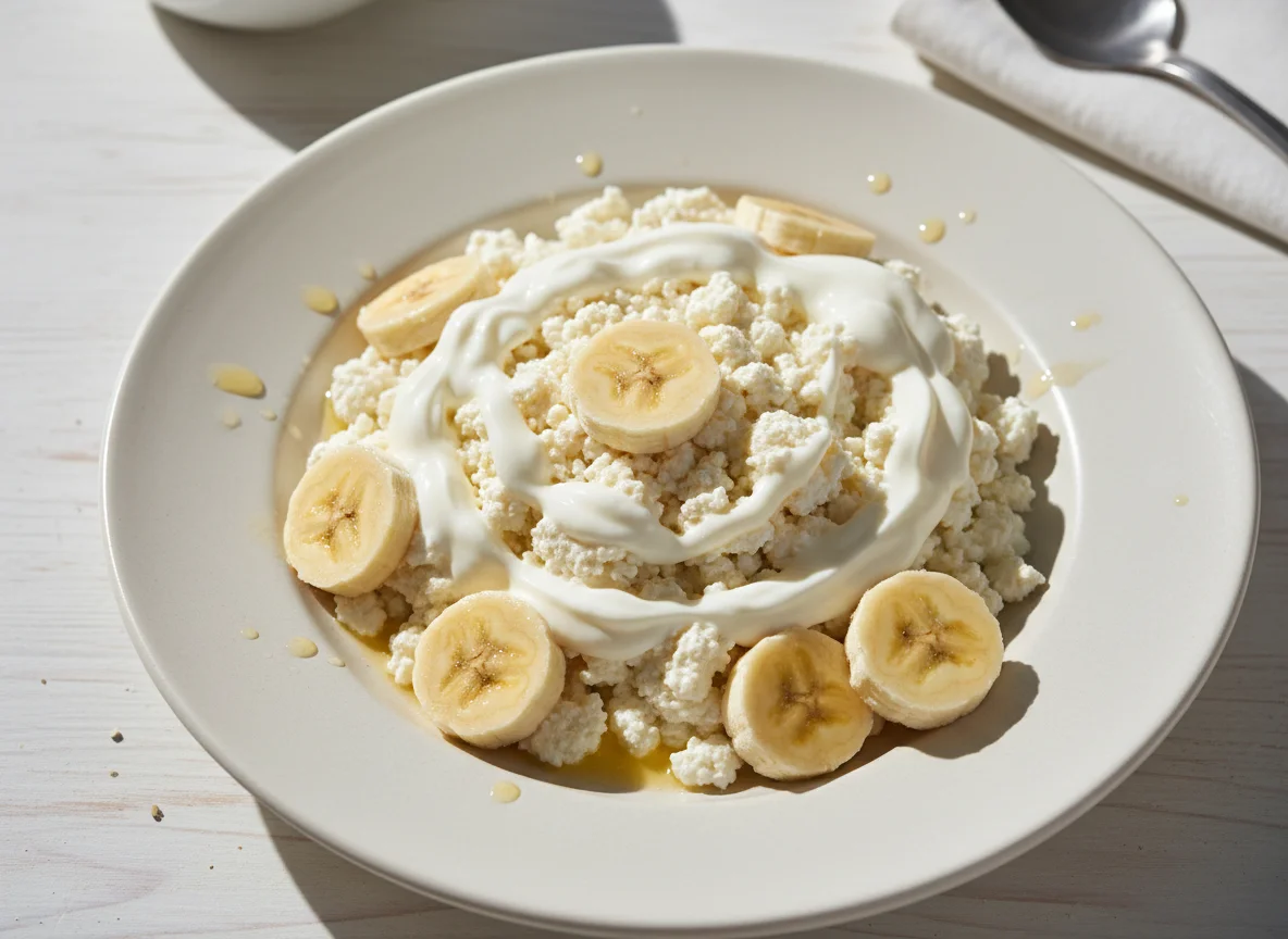 Творог с бананом и сметаной photo