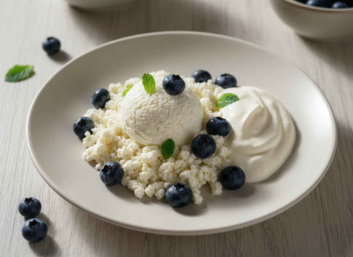 Творог с черникой и сметаной photo