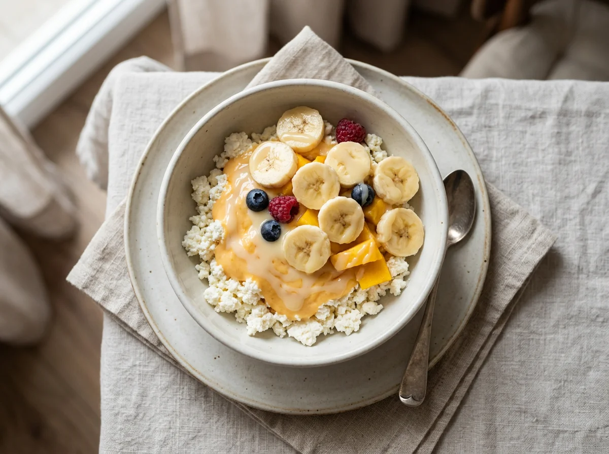 Творог с фруктами и йогуртом photo