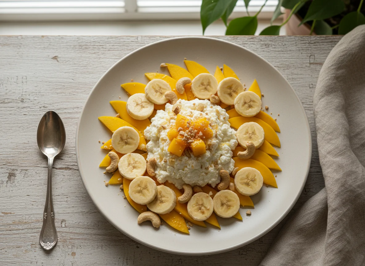 Творог с фруктами и орехами photo