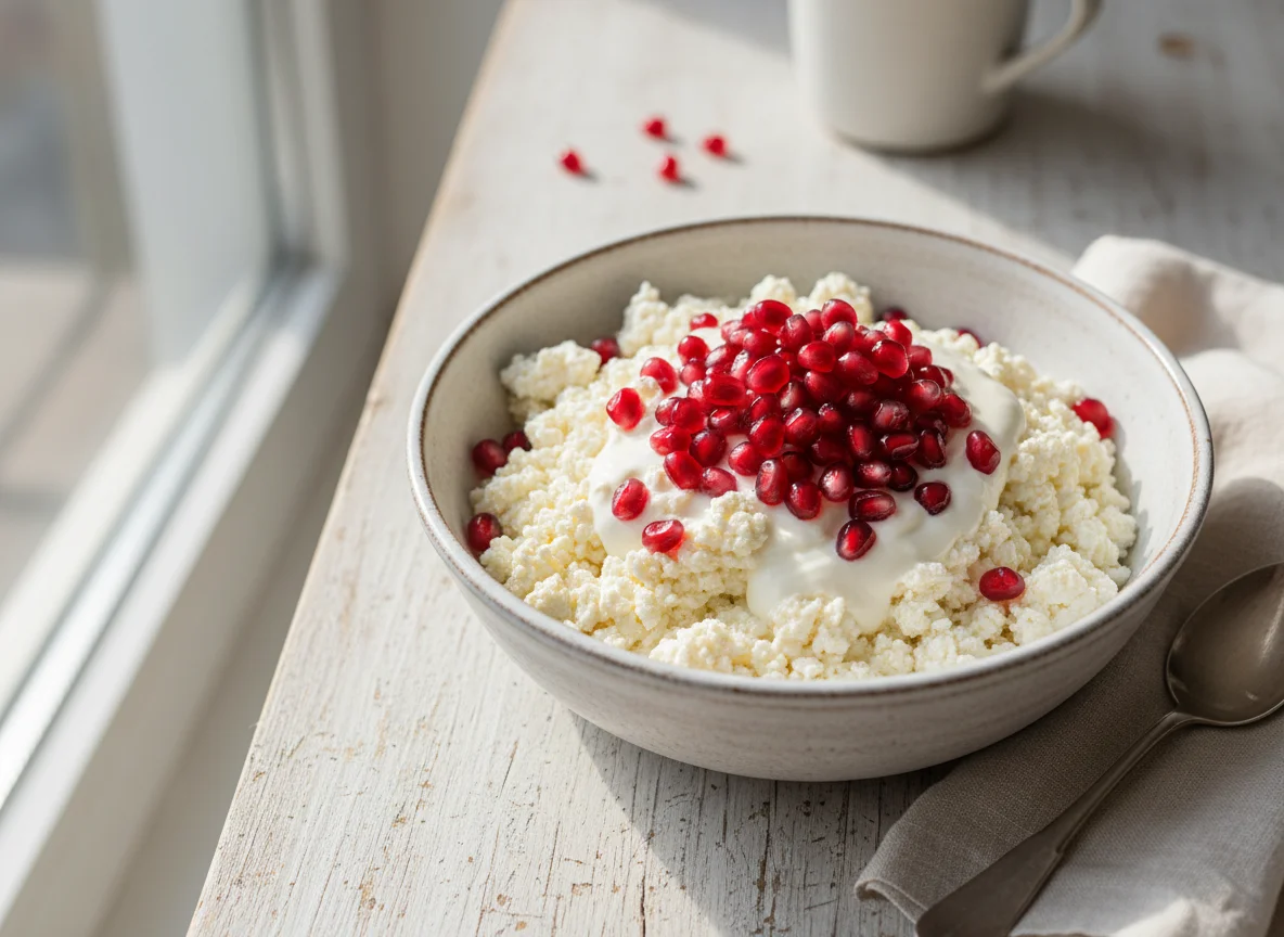 Творог с гранатом и сметаной photo