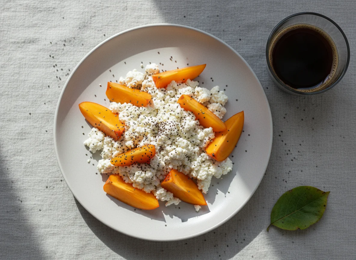 Творог с хурмой и семенами чиа photo