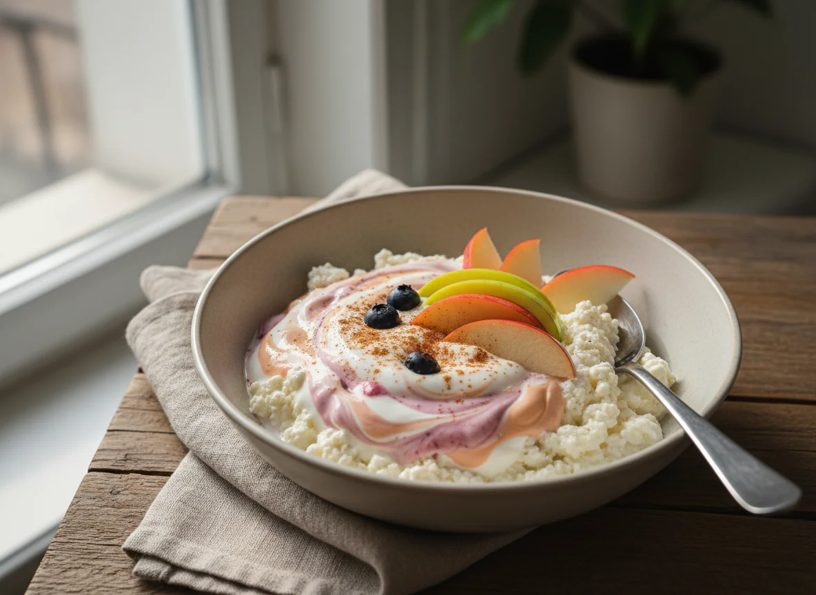 Творог с йогуртом и яблоком photo