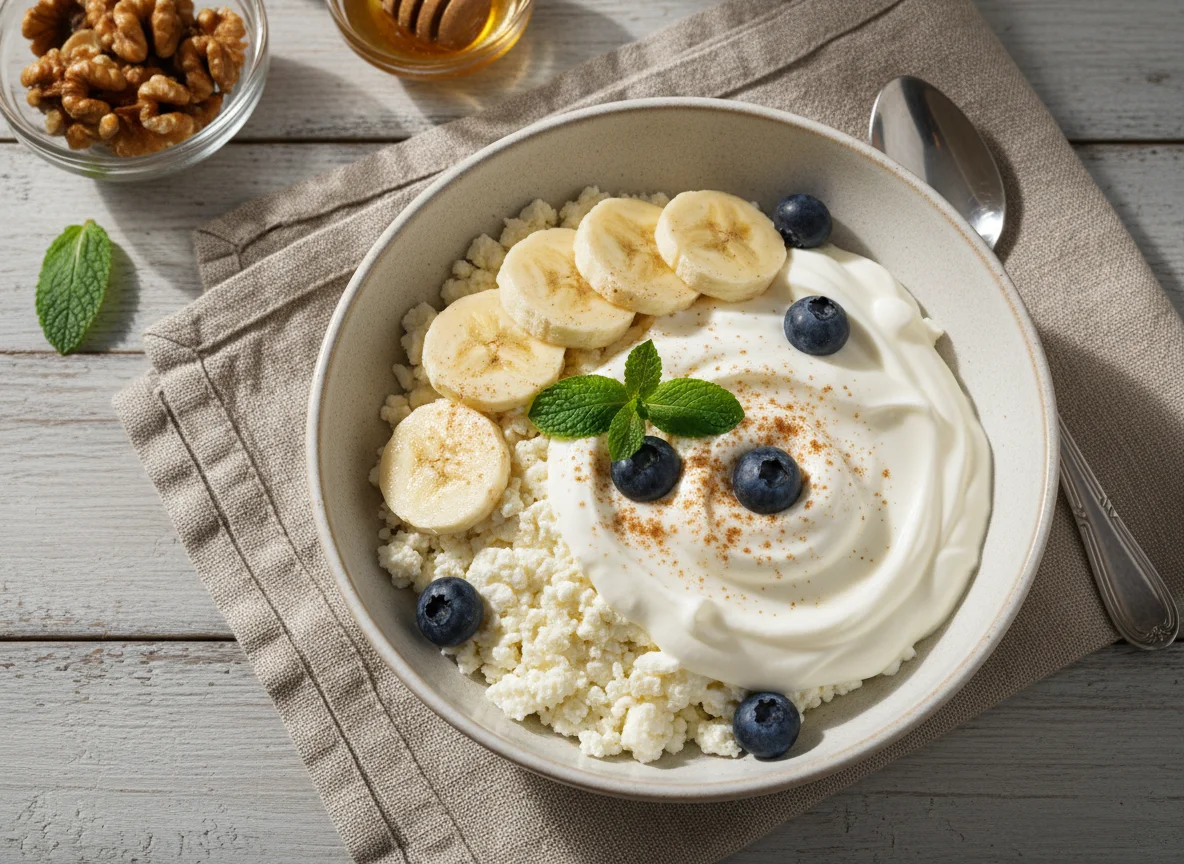 Творог с йогуртом и бананом photo