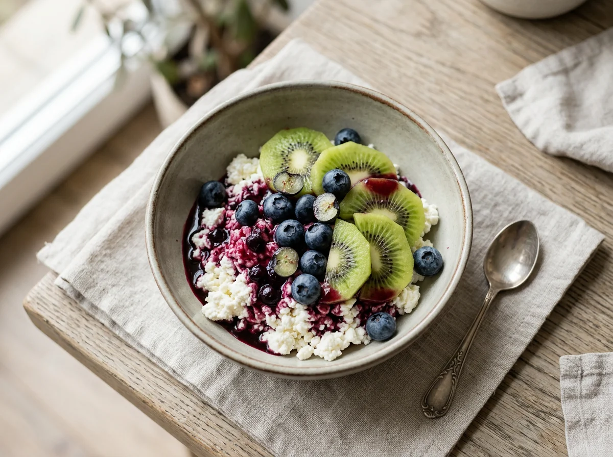 Творог с киви и ягодами photo