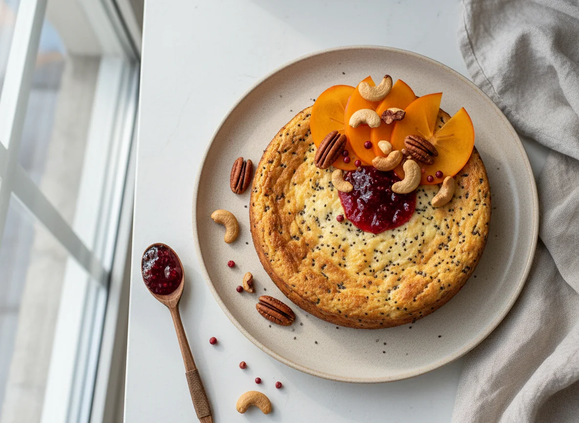 Творожная запеканка с хурмой и орехами photo
