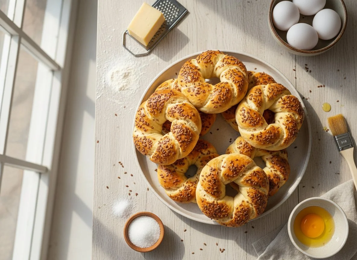 Творожные бублики с семенами льна photo