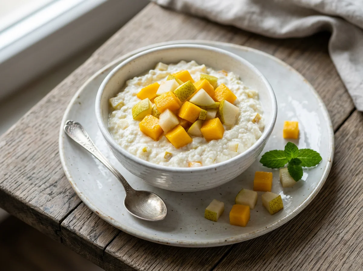 Творожок белковый с грушей и манго photo