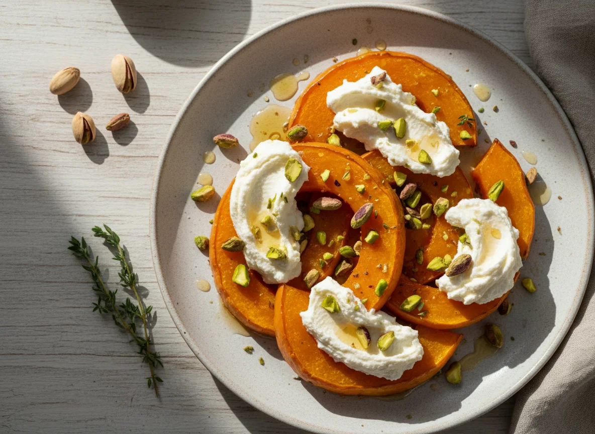 Тыква, запечённая с рикоттой и фисташками photo