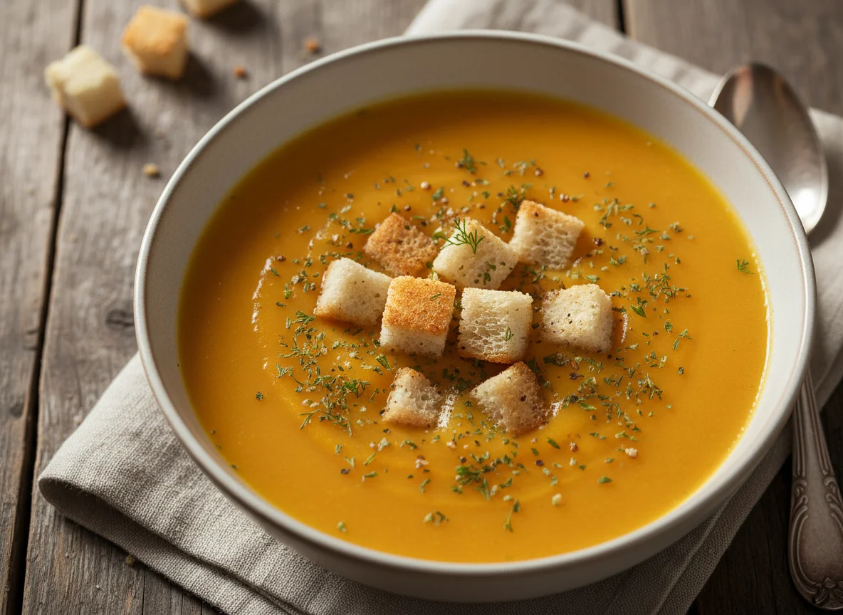 Тыквенный крем-суп с гренками photo