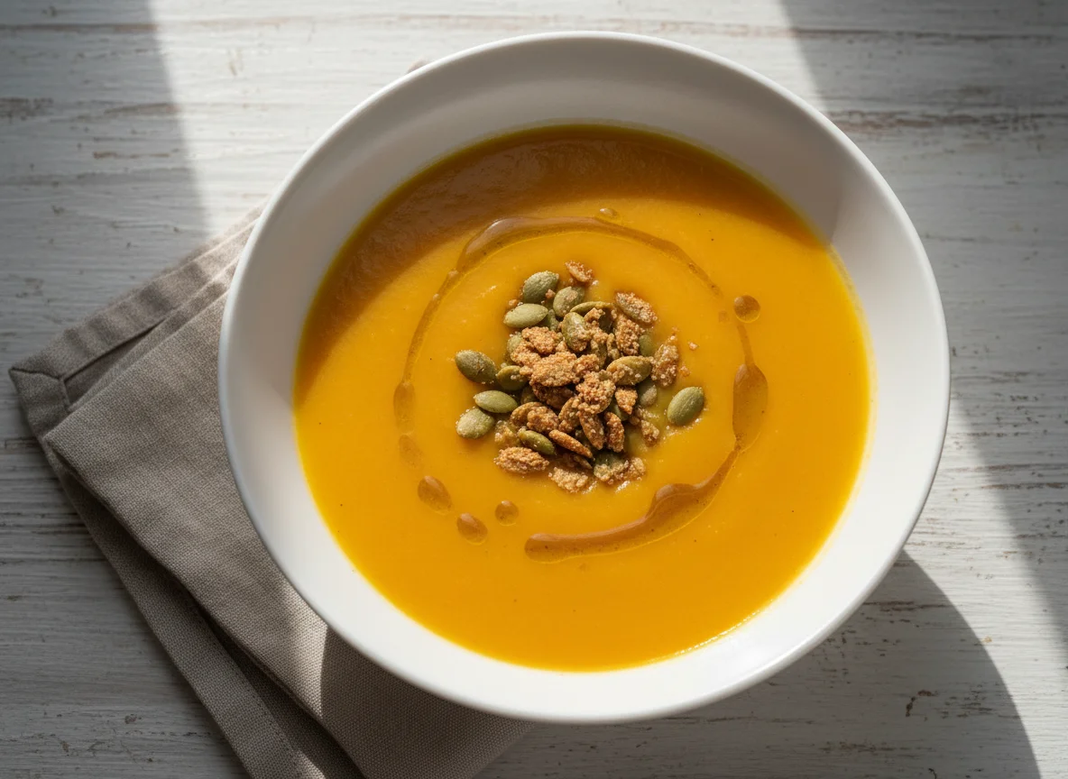 Тыквенный крем-суп с тыквенными семечками photo