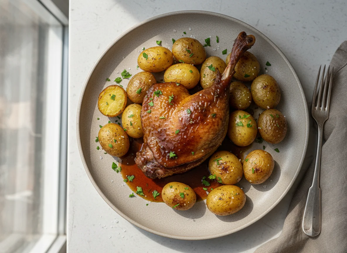 Утиная ножка Конфи с запечённым картофелем photo