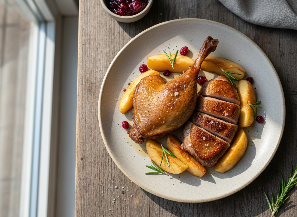 Утка с яблоками photo