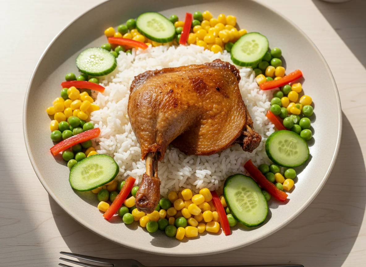 Утка с рисом и овощами photo