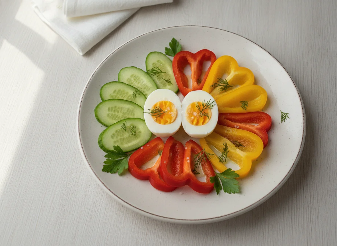 Вареное яйцо с овощами photo