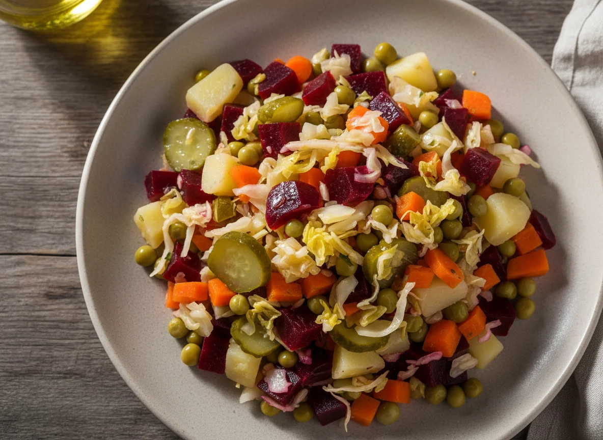 Винегрет с маринованной капустой photo