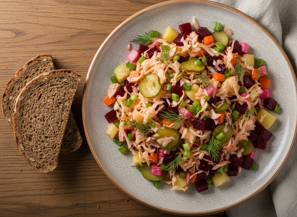 Винегрет с ржаным хлебом photo