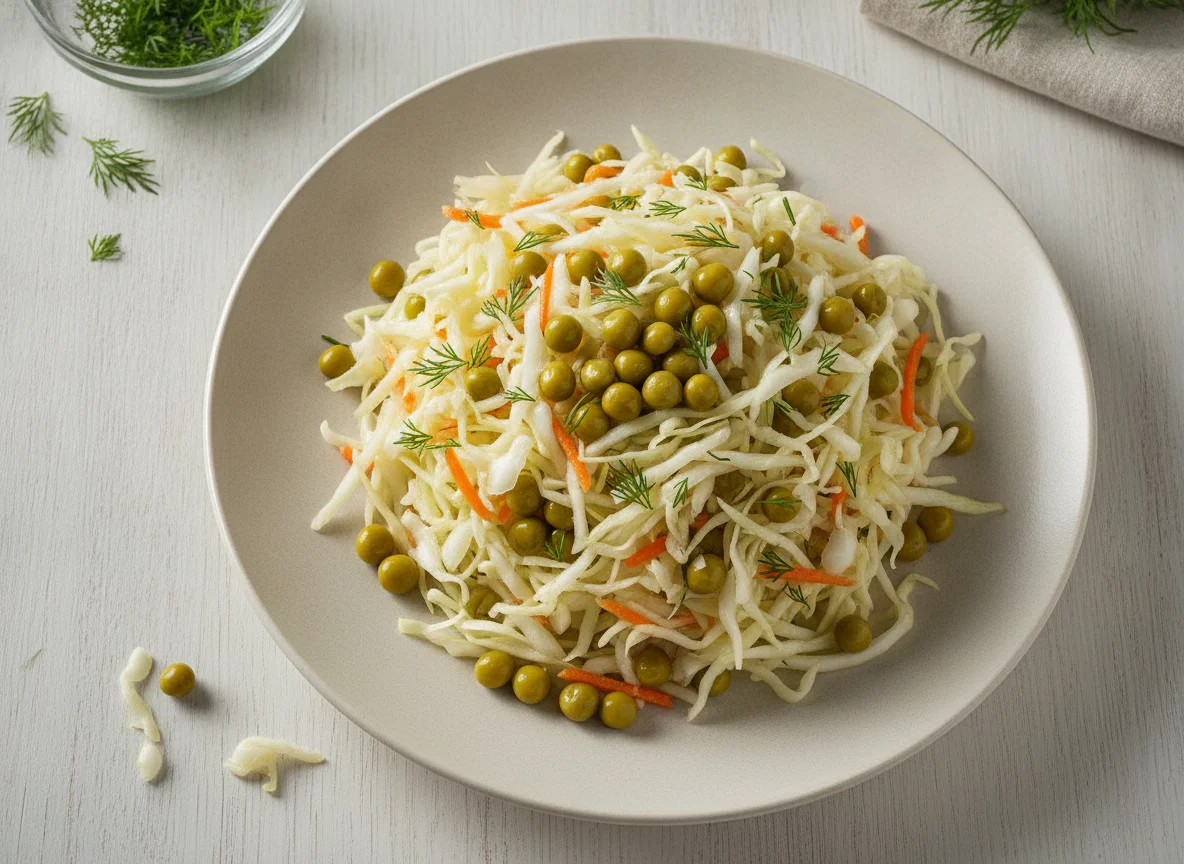 Витаминный салат с капустой и горошком photo