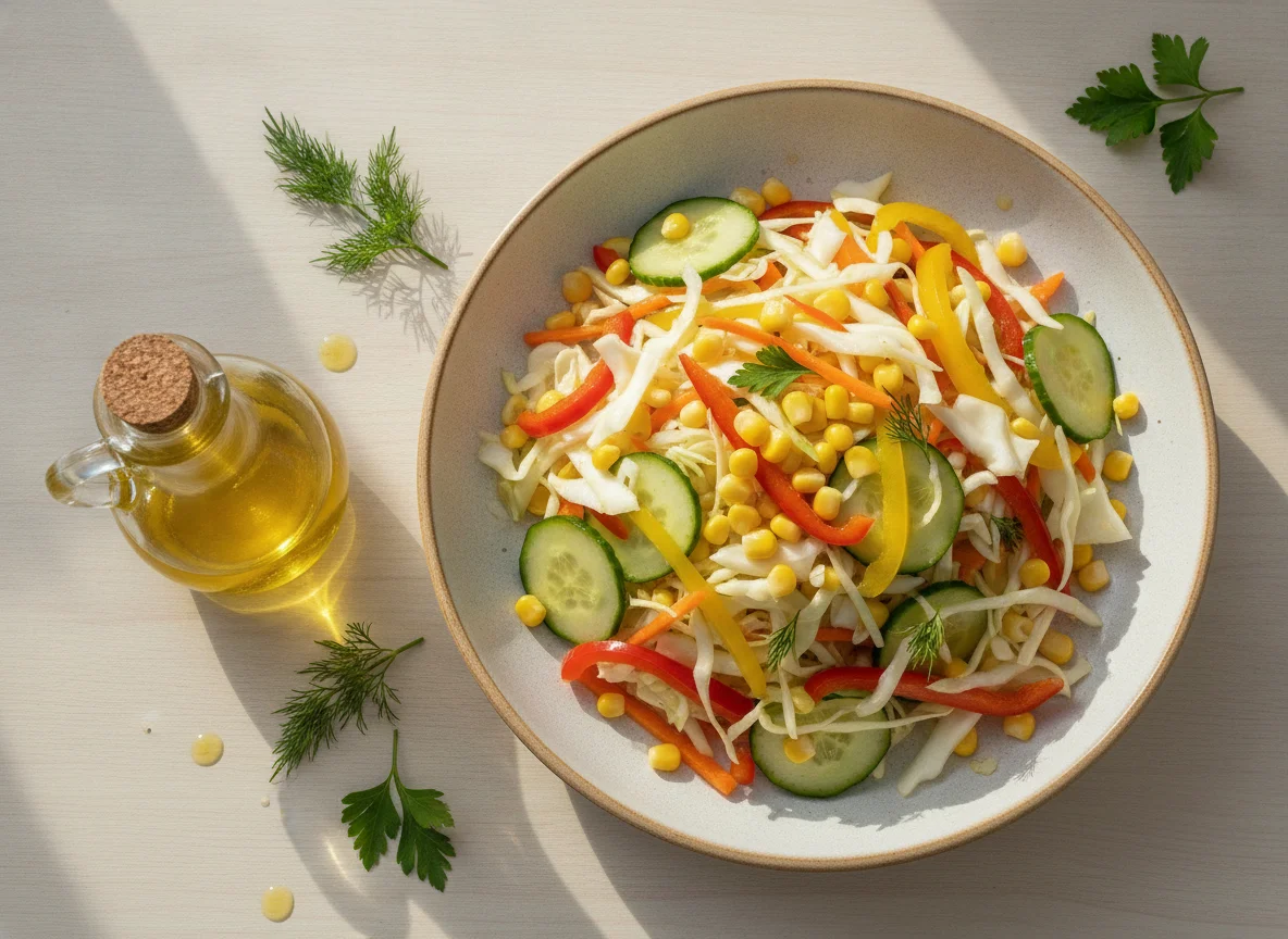 Витаминный салат с капустой и кукурузой photo