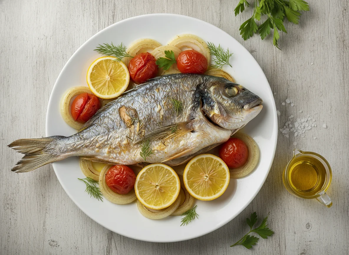 Запеченная дорада с овощами photo