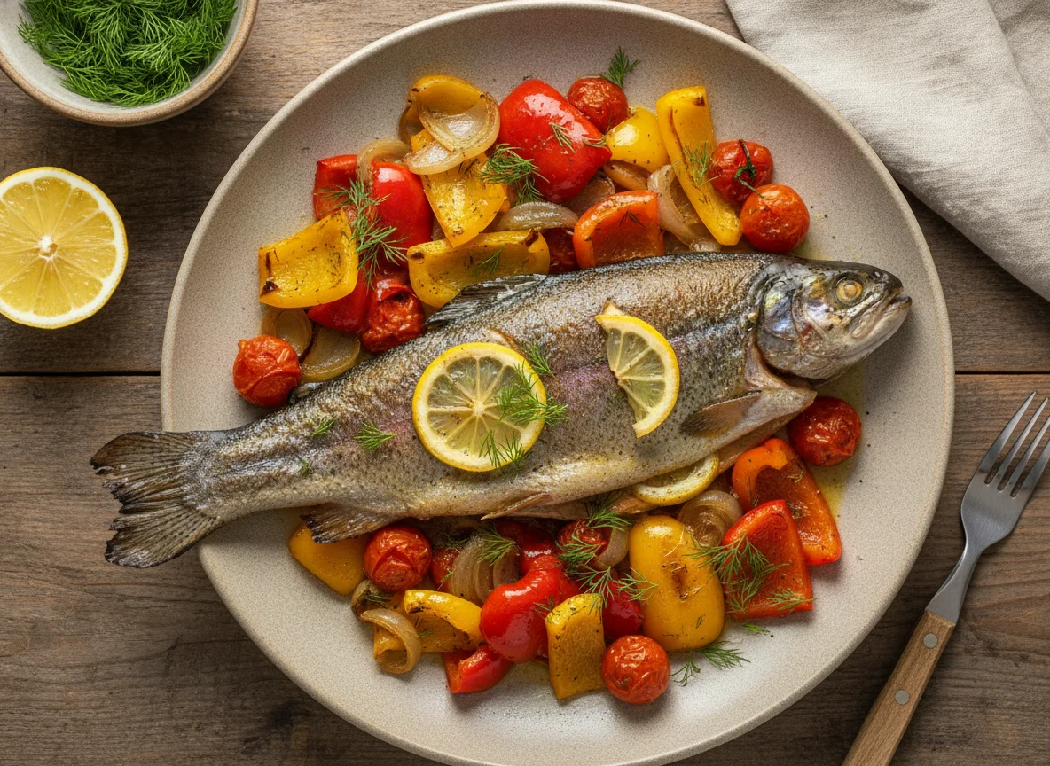 Запеченная форель с овощами photo