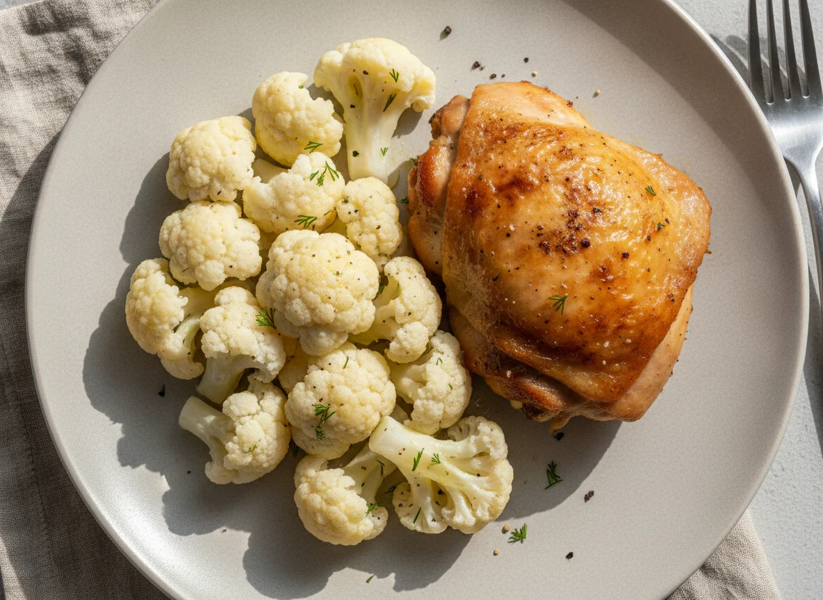 Запеченная курица с цветной капустой photo