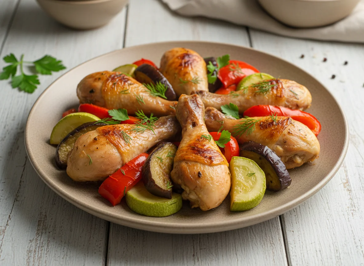 Запеченная курица с овощами photo