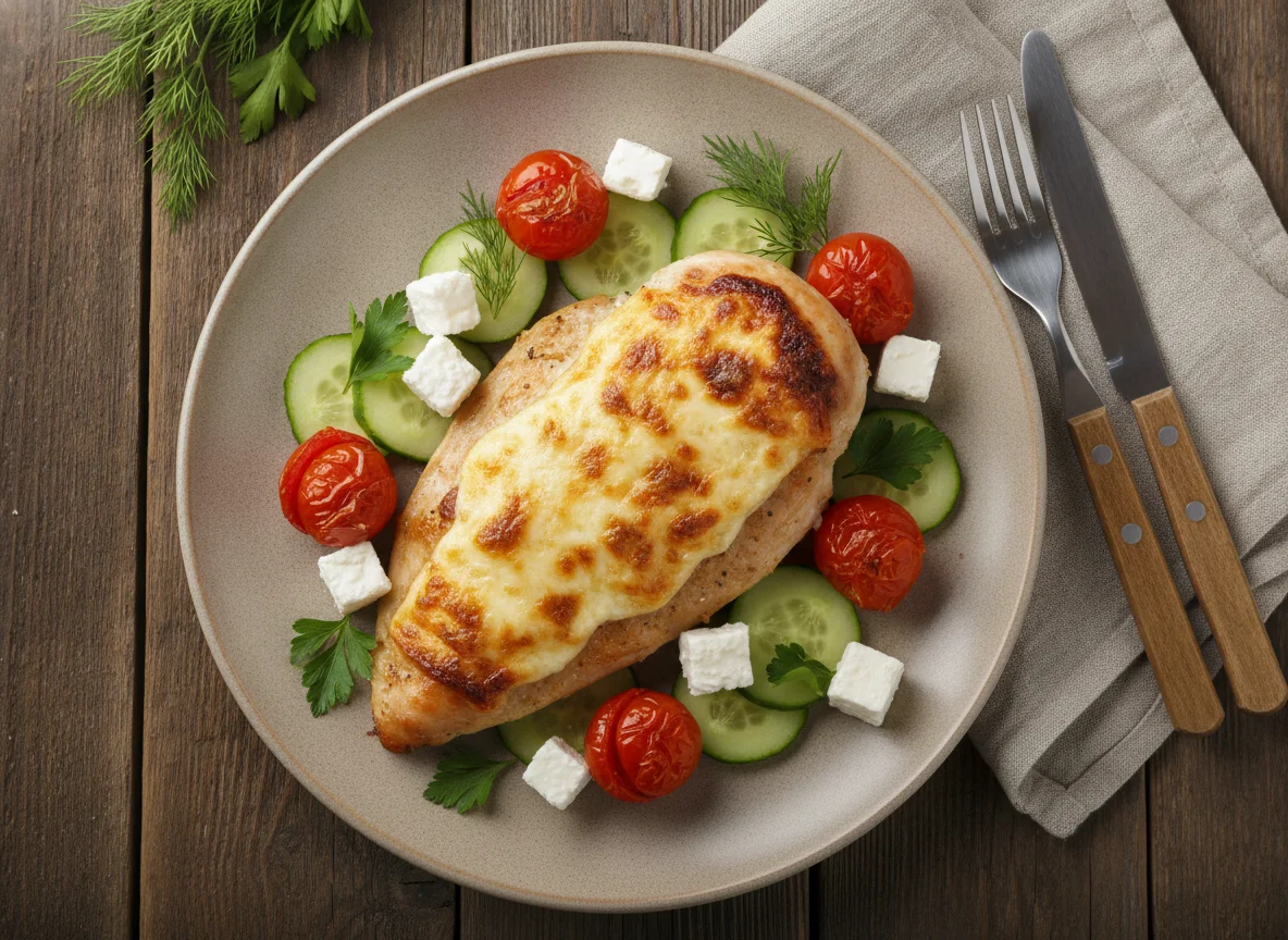 Запеченная курица с овощами и сыром photo