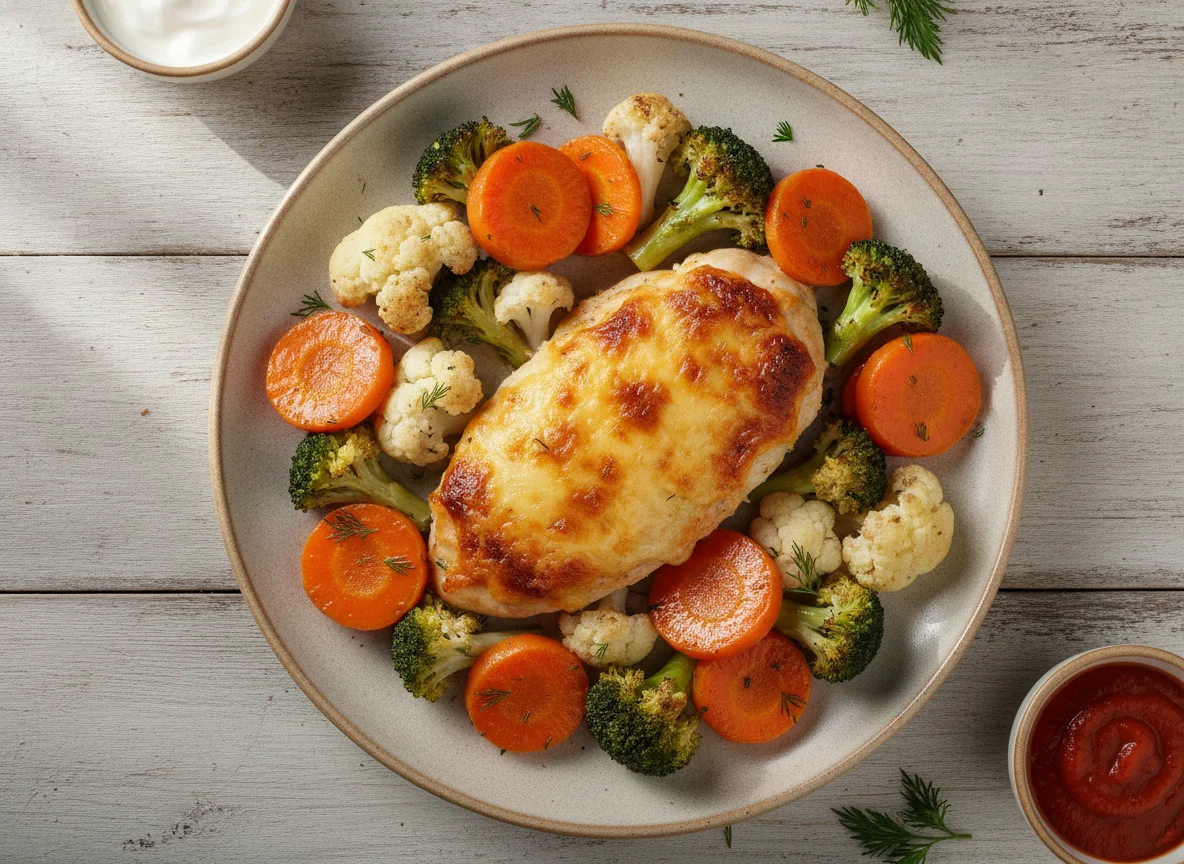 Запеченная курица с овощным гарниром photo