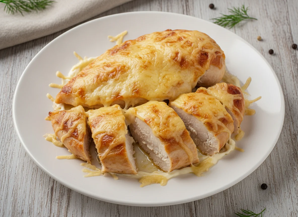 Запеченная куриная грудка под сыром photo