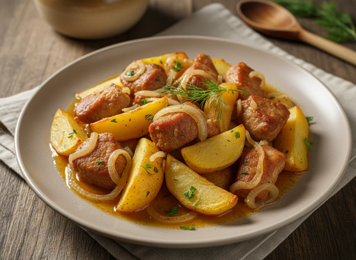 Запеченное мясо с картофелем photo