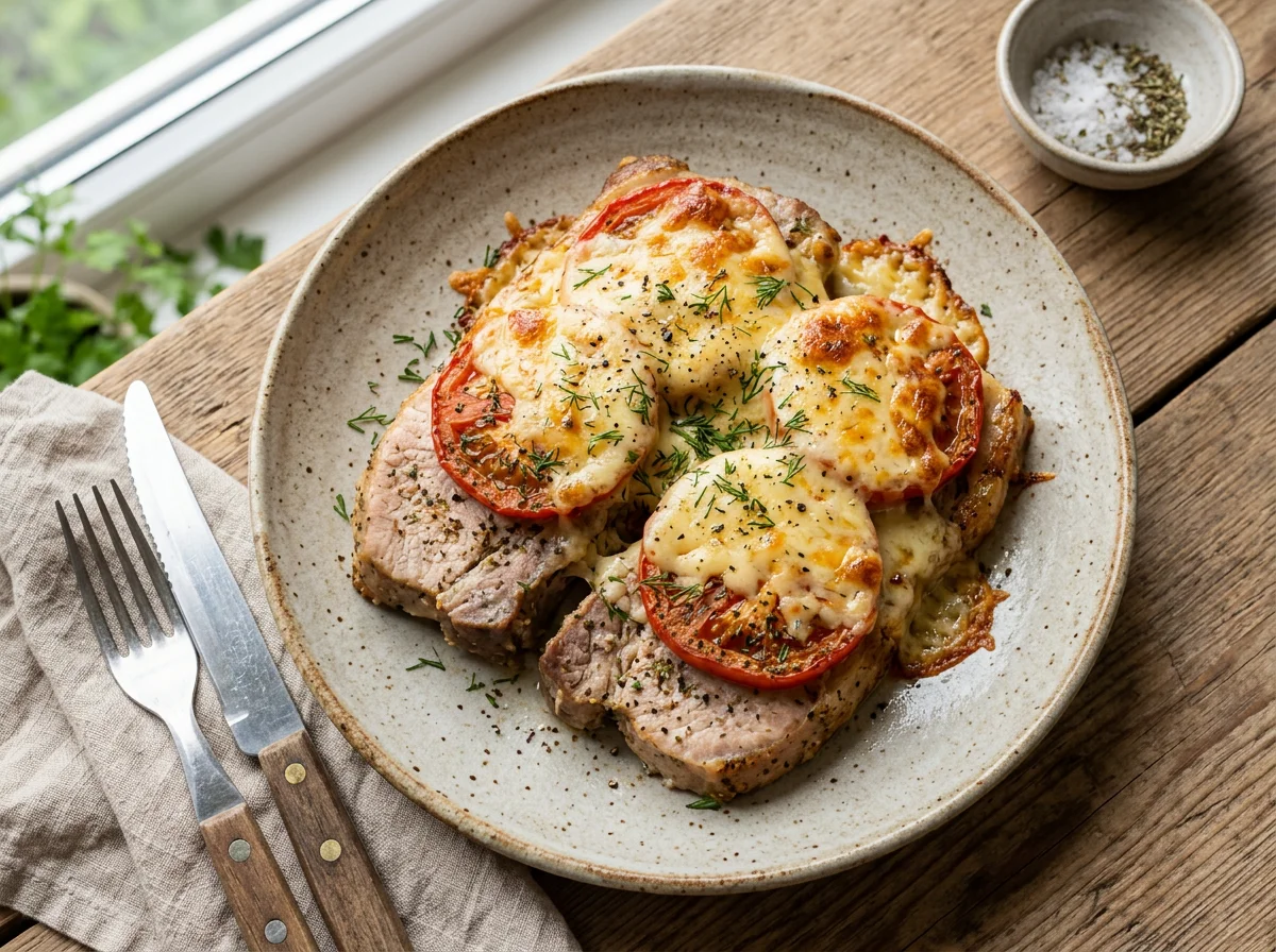 Запеченное мясо с сыром photo