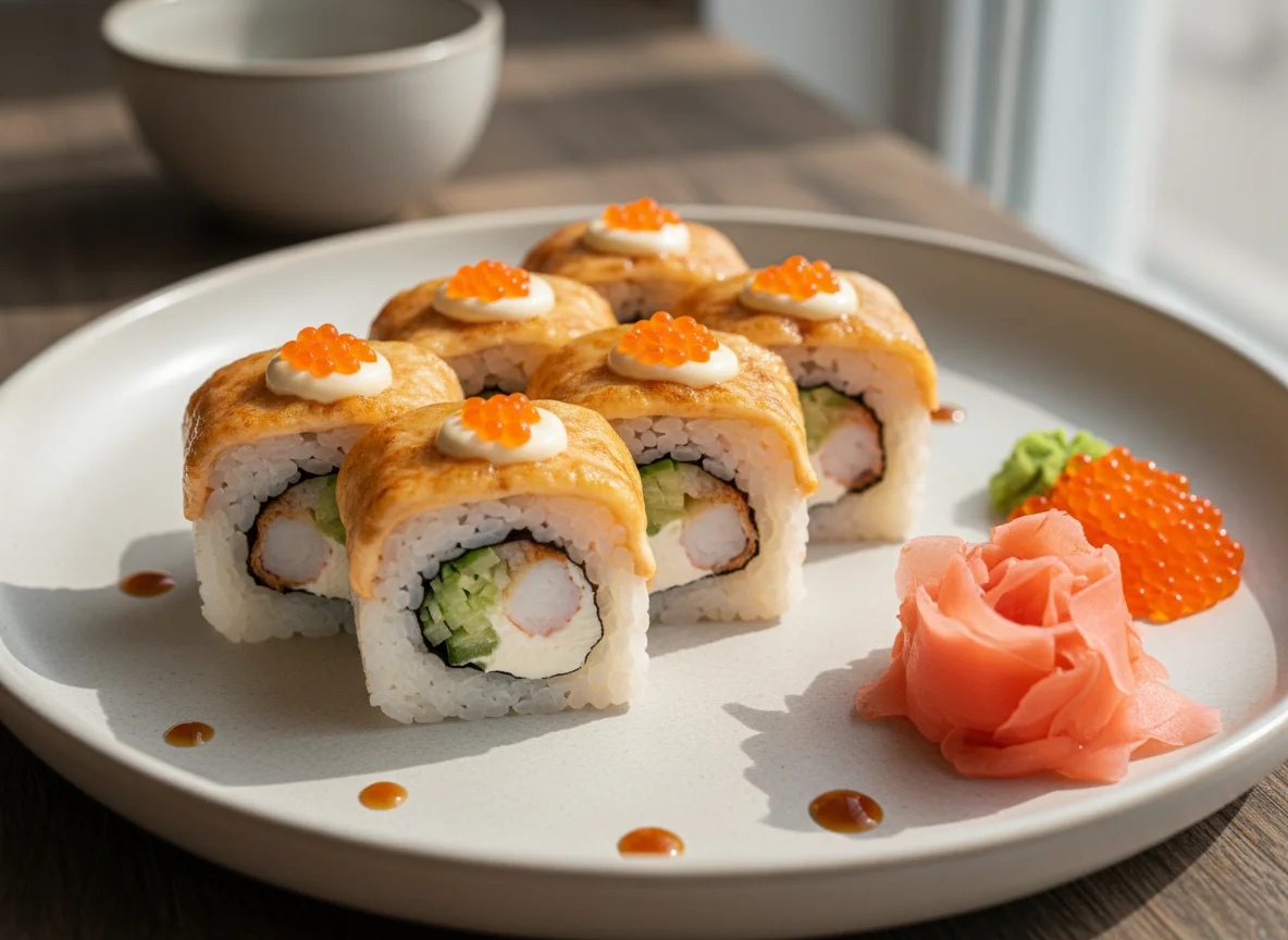 Запеченные роллы с имбирем photo