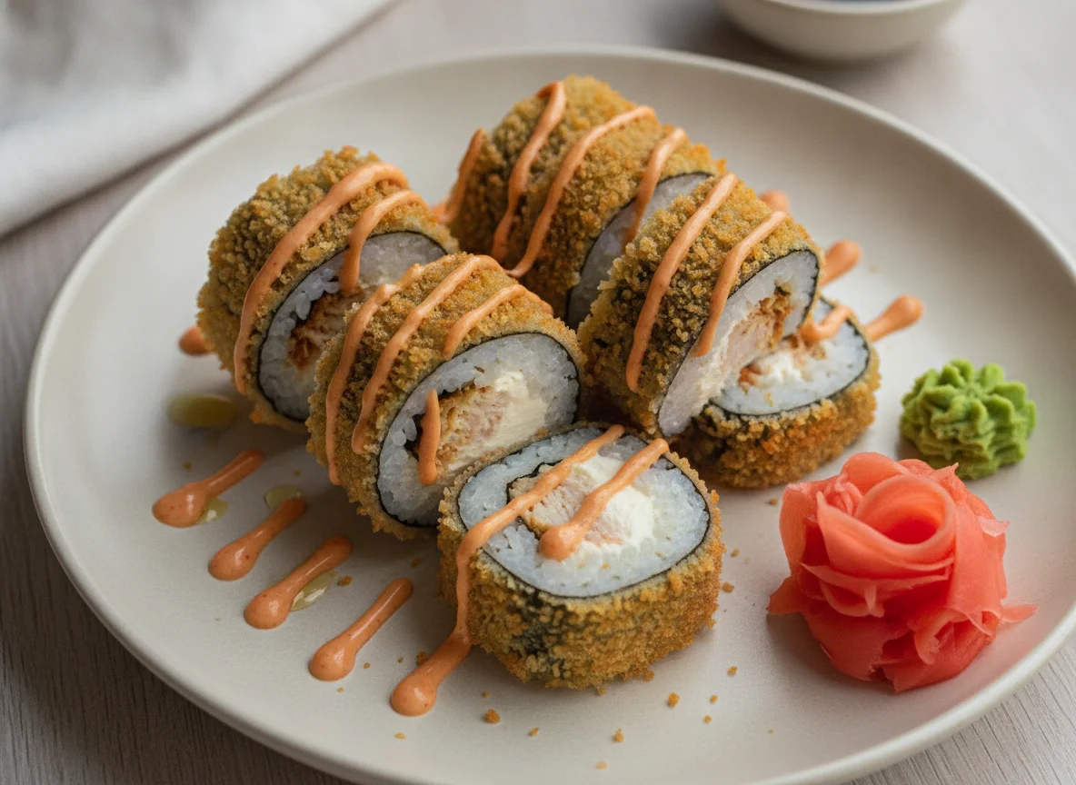 Запеченные роллы с курицей photo