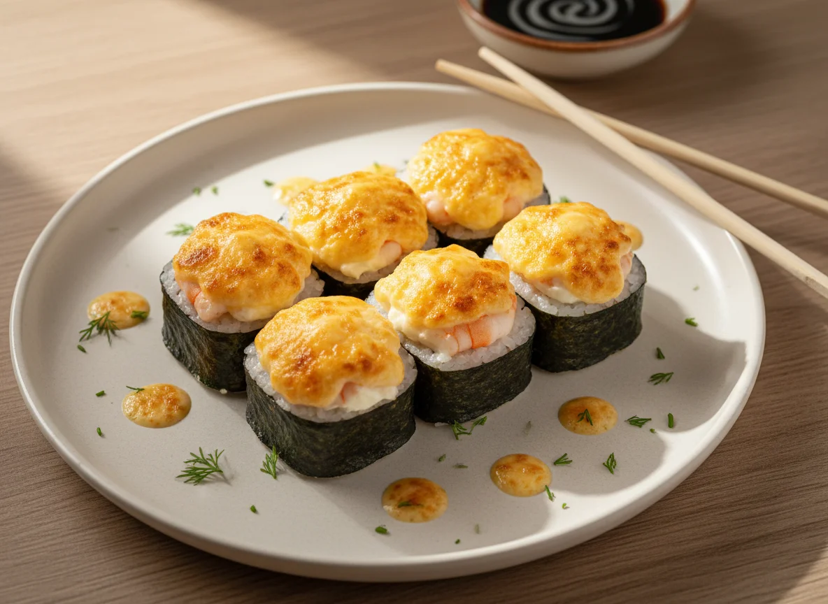 Запеченные роллы с шапочкой photo