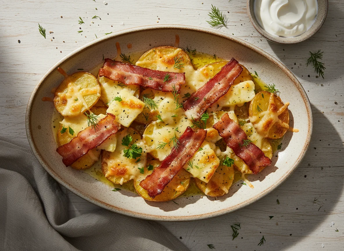 Запеченный картофель с беконом и сыром photo