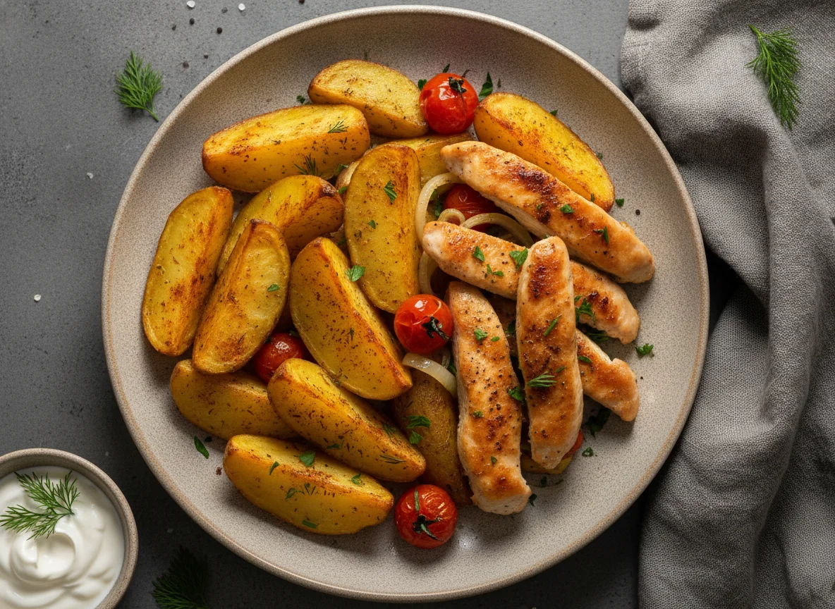 Запеченный картофель с куриным филе photo