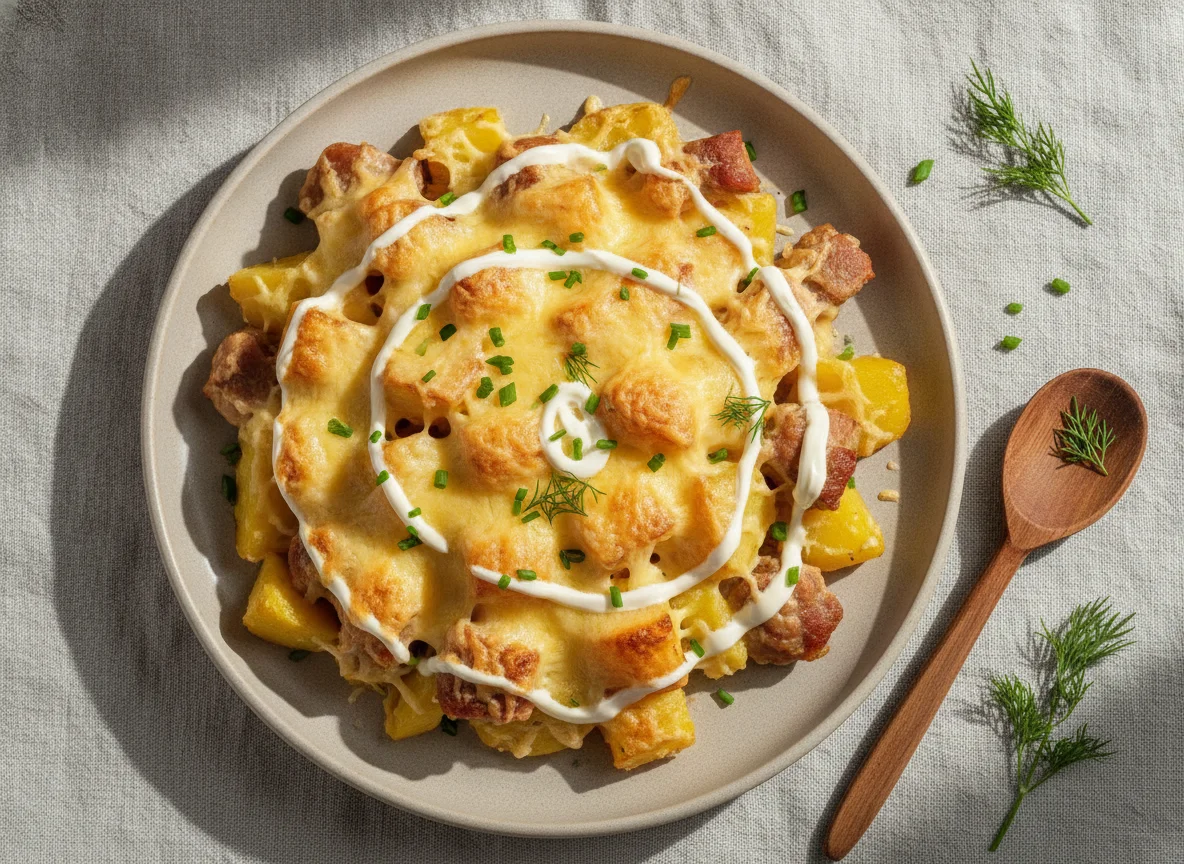Запеченный картофель с мясом под сыром photo