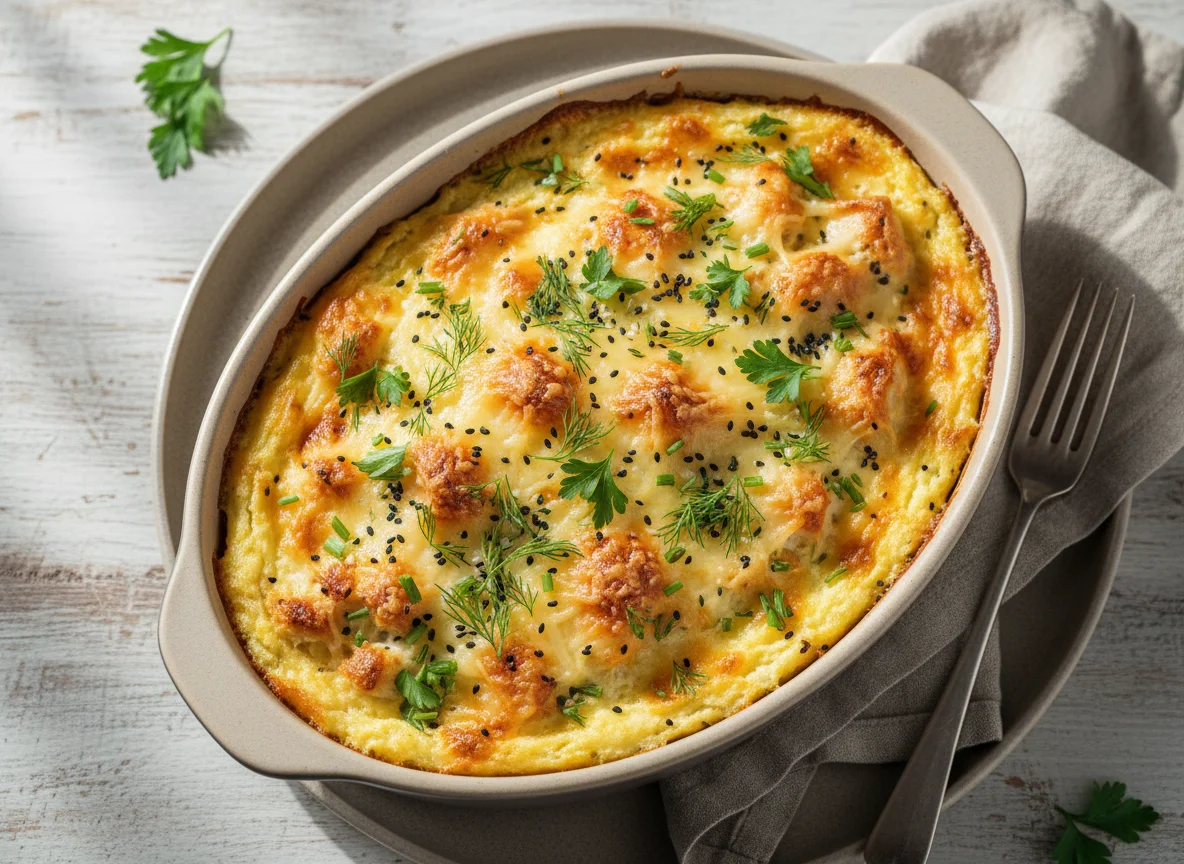 Запеканка из курицы с сыром и зеленью photo