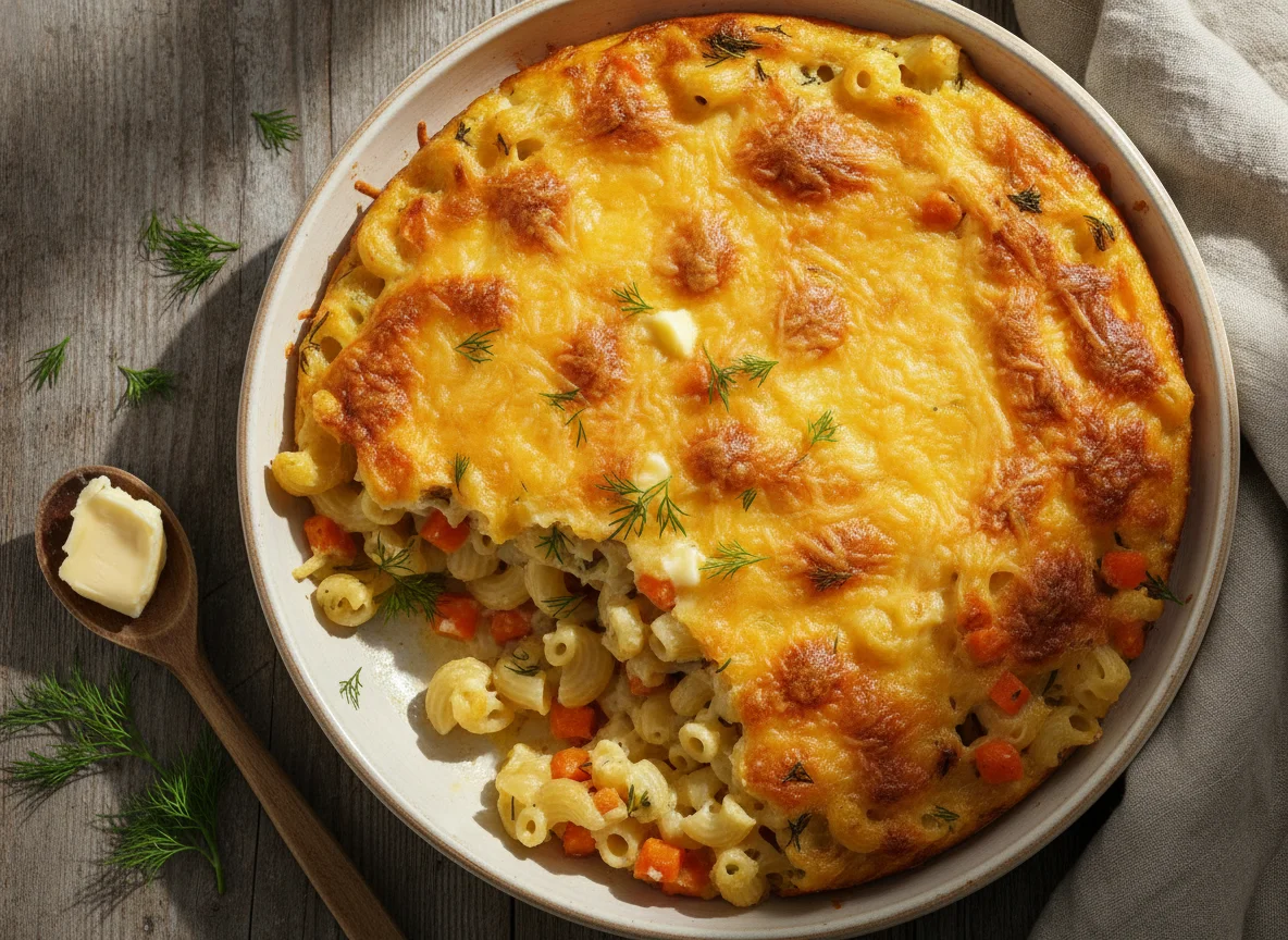 Запеканка из макарон с сыром и овощами photo