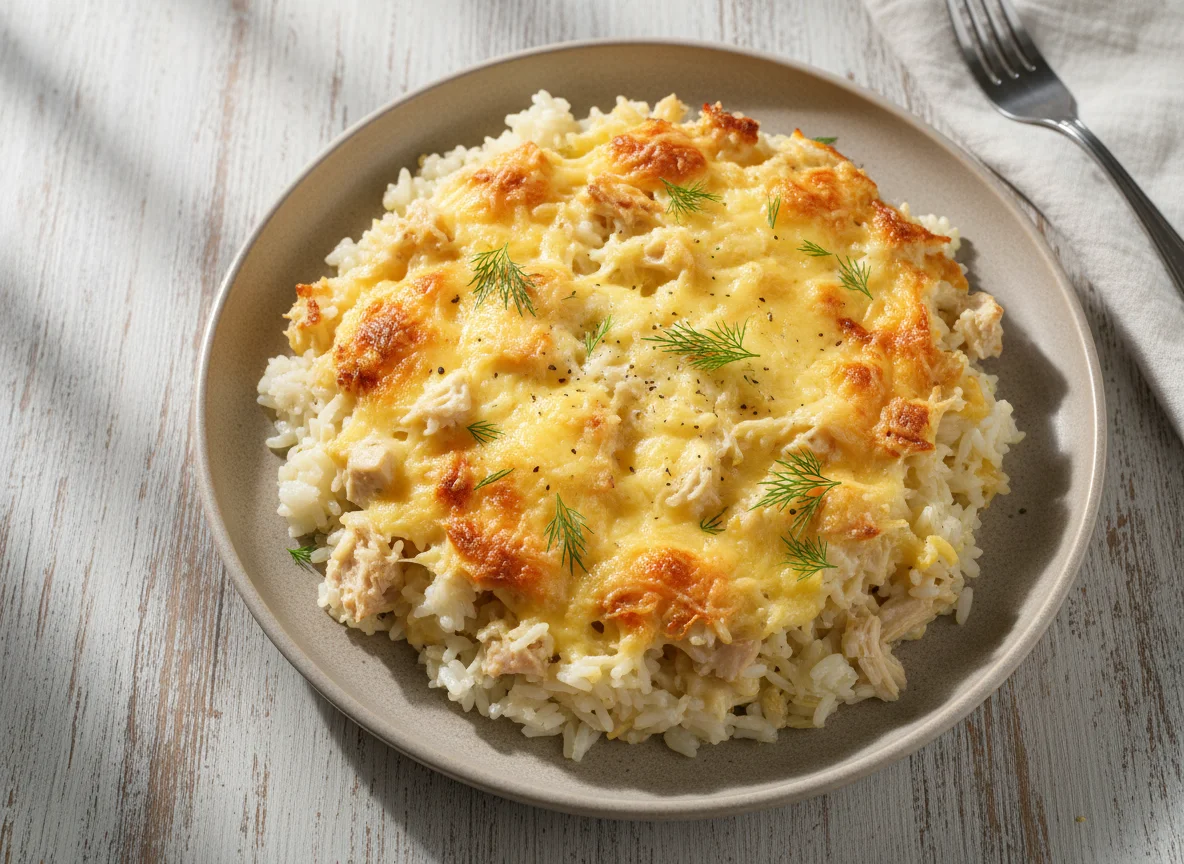 Запеканка из риса с курицей и сыром photo