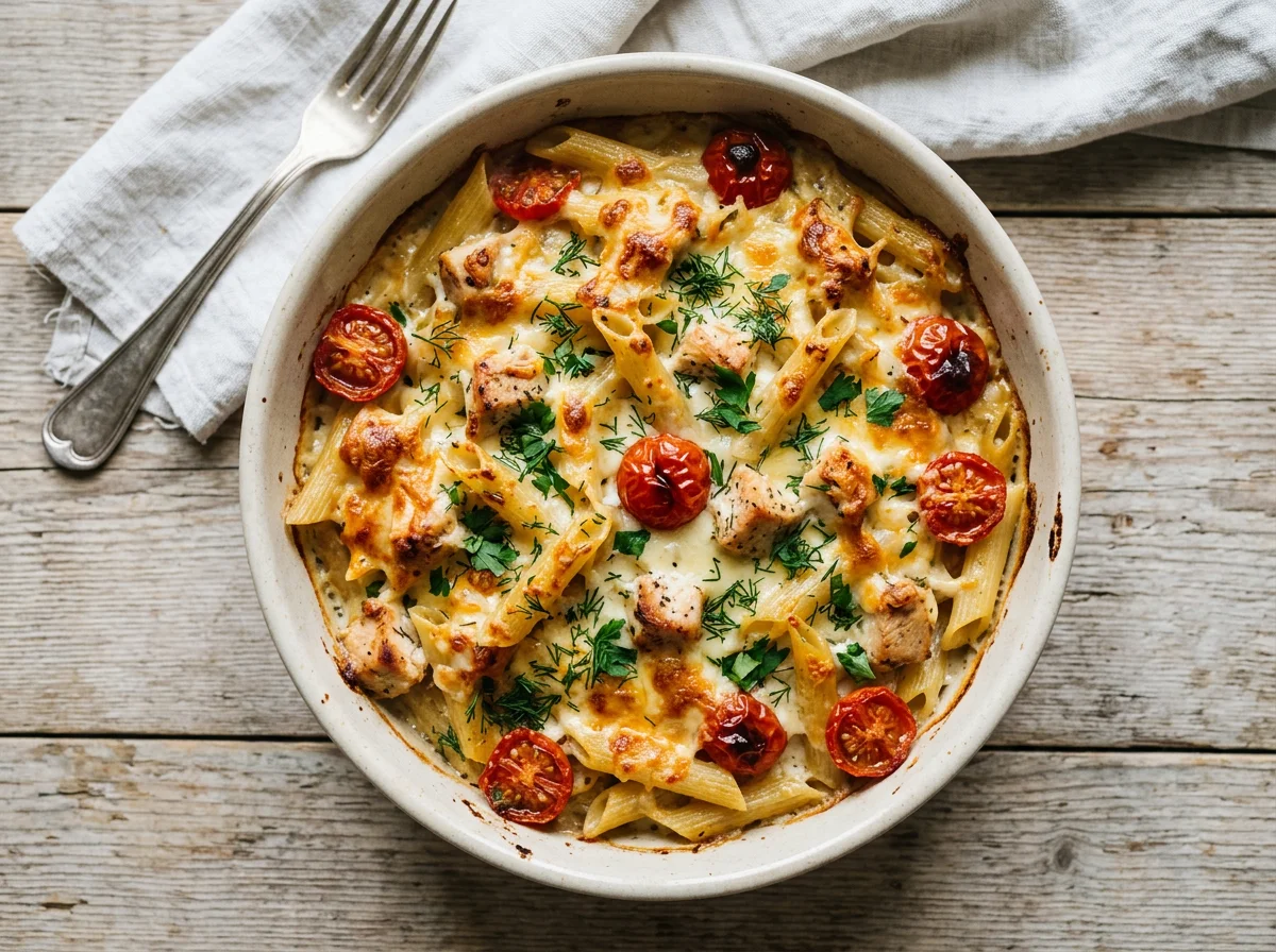 Запеканка с курицей и макаронами photo