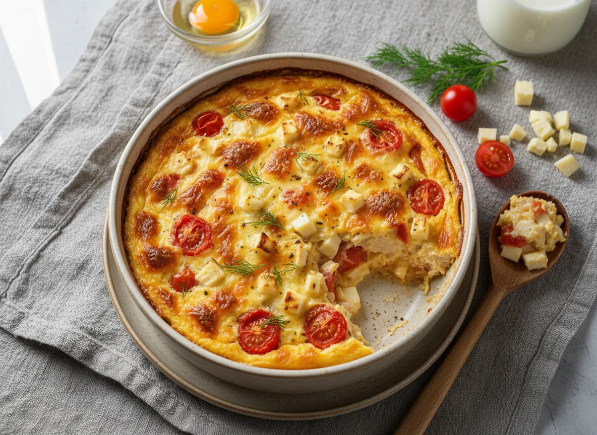 Запеканка с курицей, помидорами и сыром photo