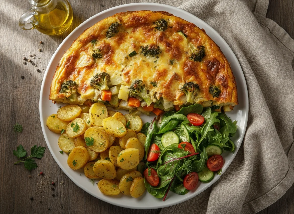 Запеканка с овощами, картофелем и брокколи photo