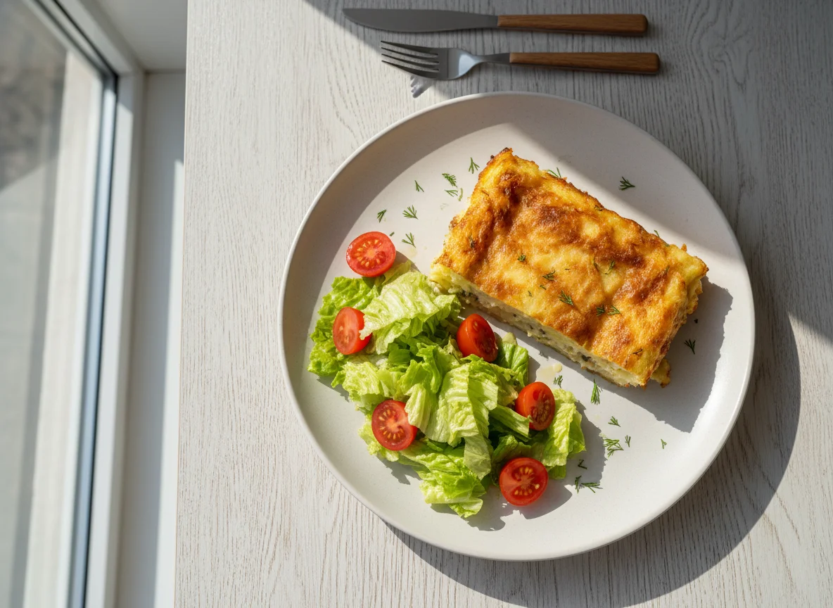 Запеканка с овощным салатом photo