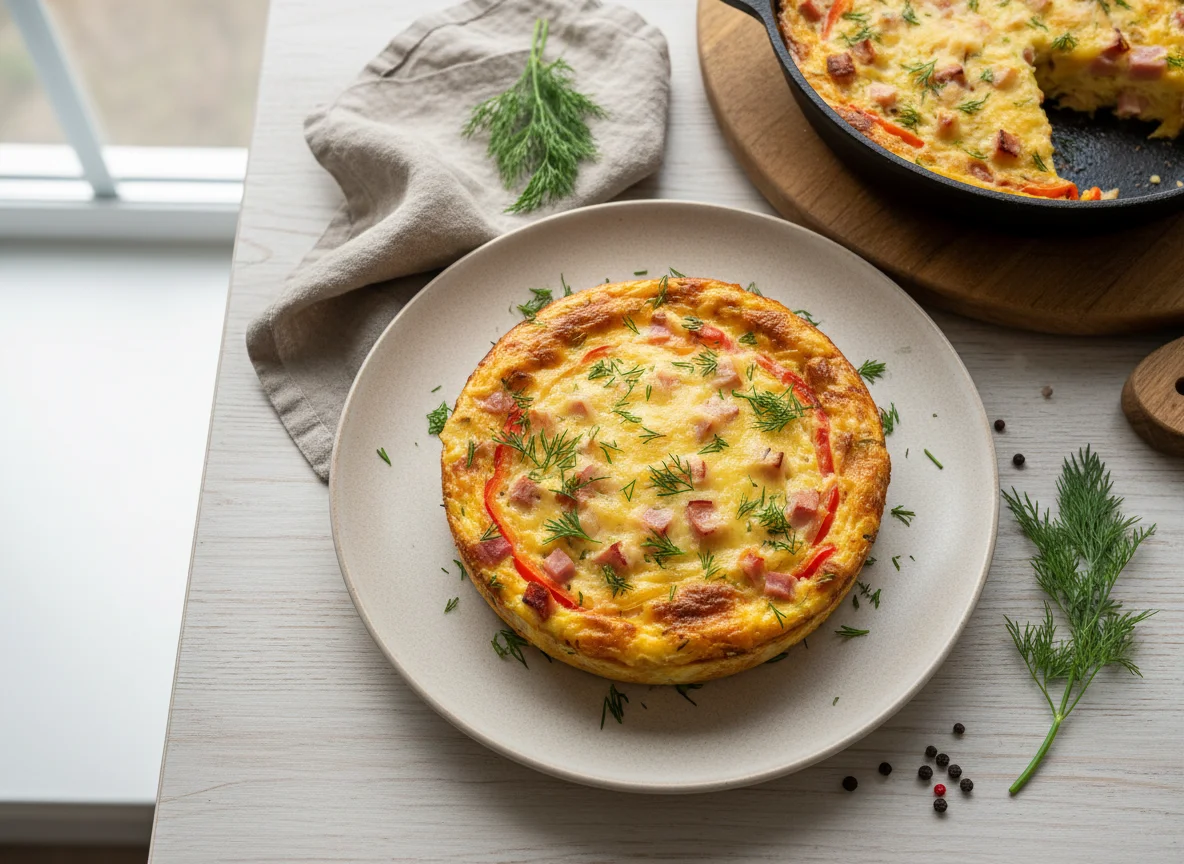 Запеканка с ветчиной и овощами photo