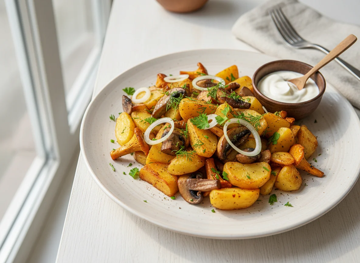 Жареная картошка с грибами photo